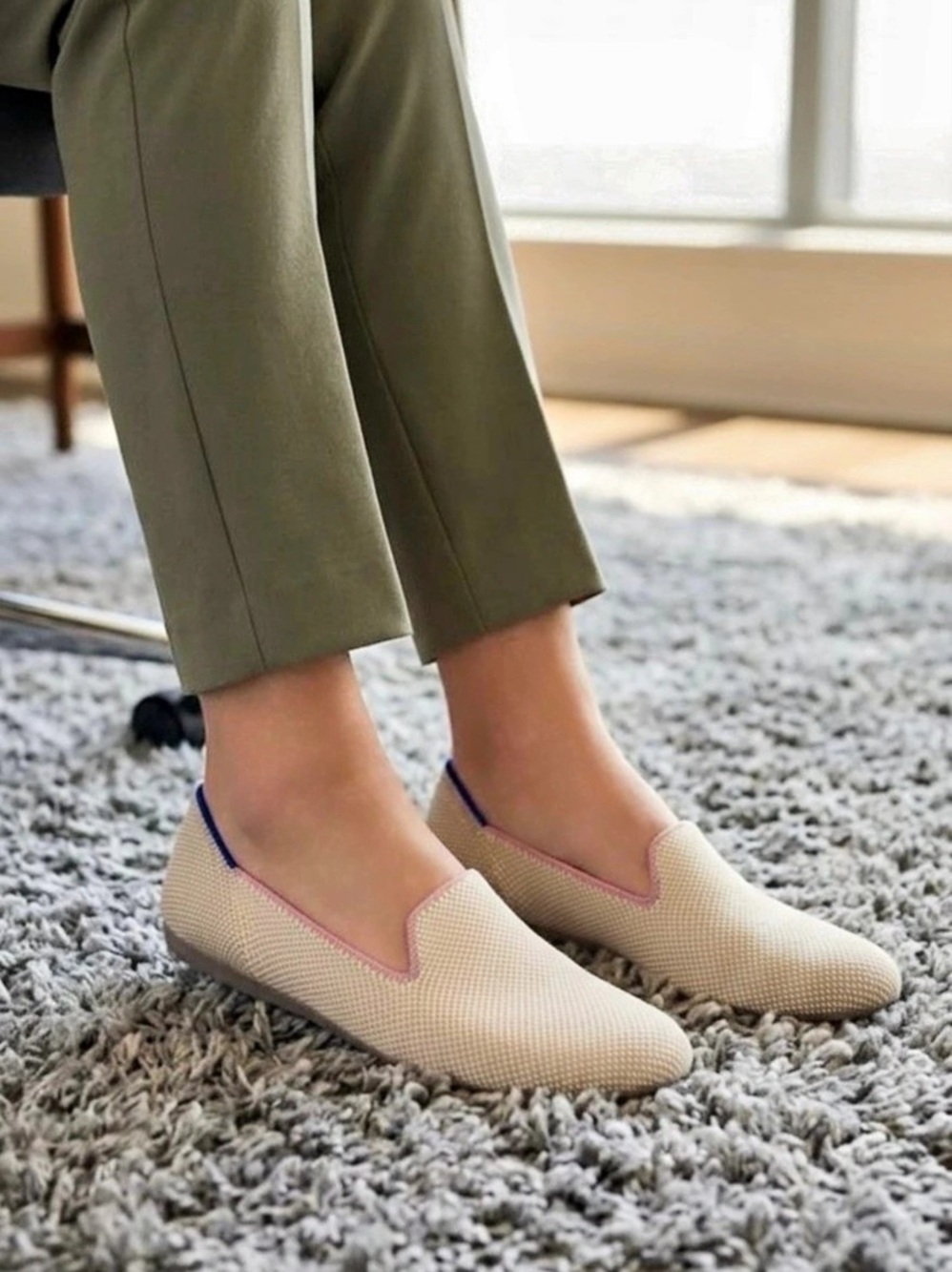 Rothy's The Point Pointed Toe Flats Beige US W6.5